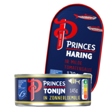 Princes tonijnstukken of haring in tomatensaus